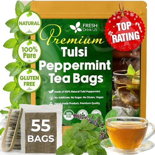 Premium Tulsi Peppermint Herbal Tea (55 Tea Bags)