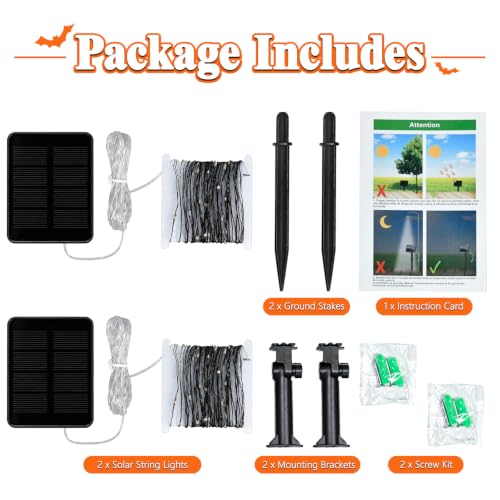 Halloween Solar String Lights Outdoor (Orange & Purle / 16.4ft)