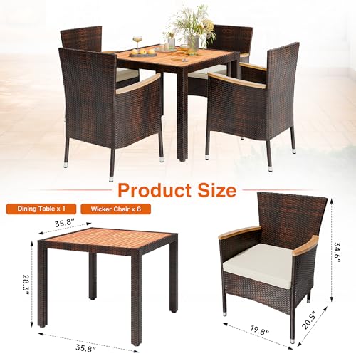 5 PCS Patio Dining Set (Brown / 5 Pieces)