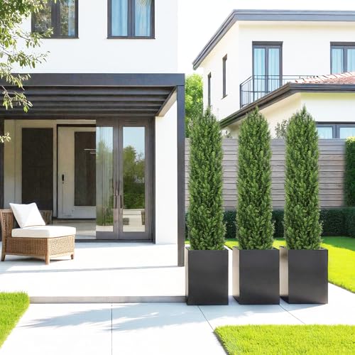 6FT Tall Artificial Topiary Cedar Trees Outdoor Set of 2 (6 Foot / Yellow Green)
