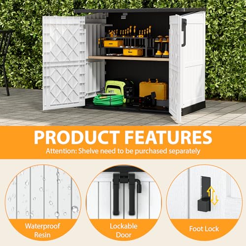 Outdoor Storage Cabinet 36 Cu Ft with Lockable Doors (Black-Ashen / 29.1"×51.1"×43.3")