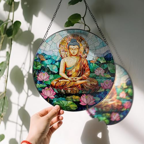 8 Inch Buddha Stained Glass Suncatcher & Ornament (Buddha)