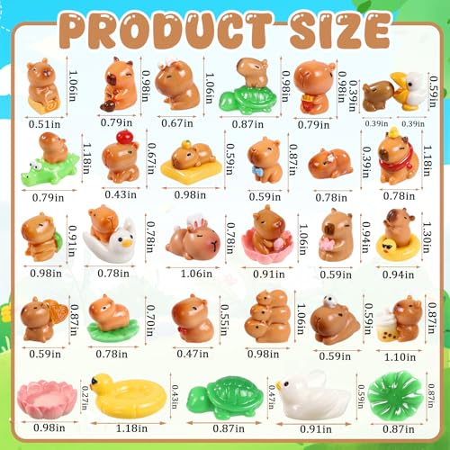 33 Pcs Mini Capybara Figurines 25 Style Adorable Resin Capybaras Miniatures Mini Capybara Cake Toppers Set for DIY Fairy Garden Car Dashboard Moss Landscape Home House Birthday Party Decor (33Pcs-Capybara)