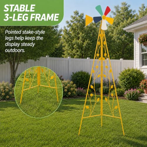 6FT Windmill for Yard Garden Decoration (Yellow)