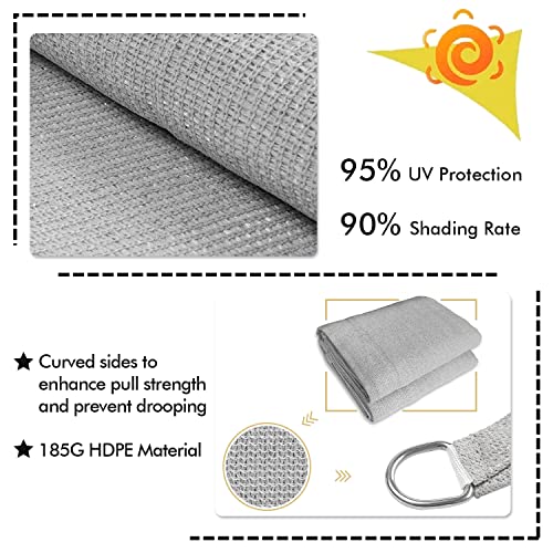 20'X20' Sun Shade Sail Gray Curved Square Customizable (Gray / 20'X20' custom)