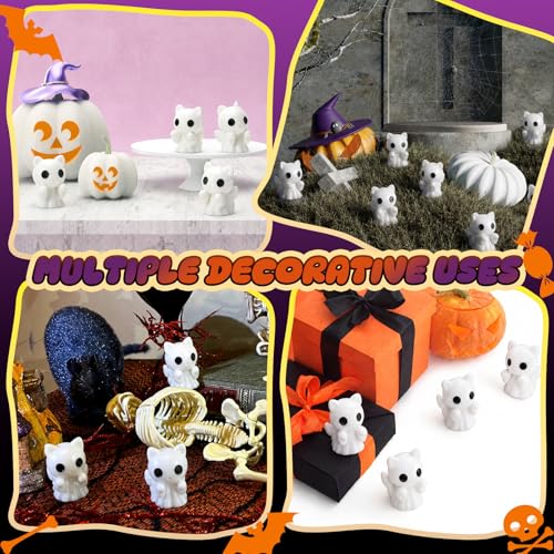 50 Pcs Halloween Mini Ghosts Figurines Resin Tiny Ghosts (Cat)