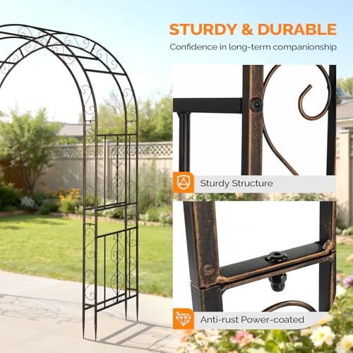 Garden Arbor Double Layer Arch Archway for Wedding Ceremony Party (Bronze / 7 FT)