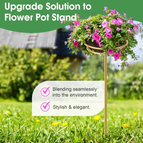 2 Pack Adjustable Outdoor Flower Pot Stand (Gold)