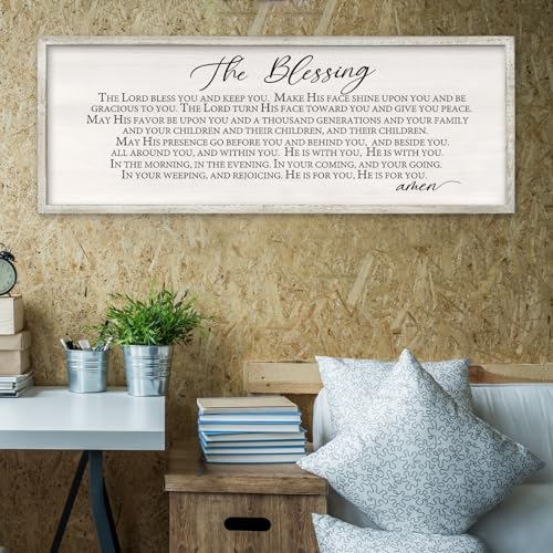 The Blessing Wall Art (32"L x 12"W / The Lord Bless You And Keep You (White))
