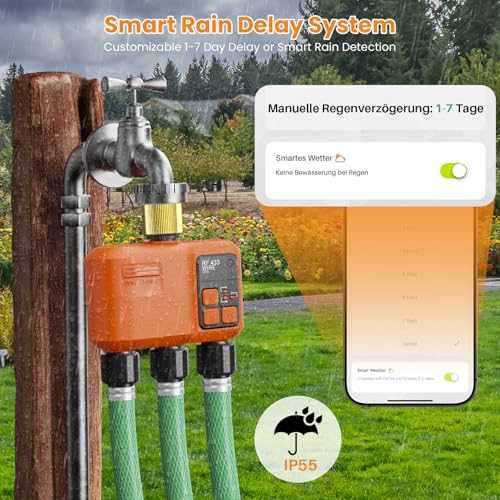 Smart WiFi Sprinkler Timer 3 Zone (3 Outlet- Brass Inlet)