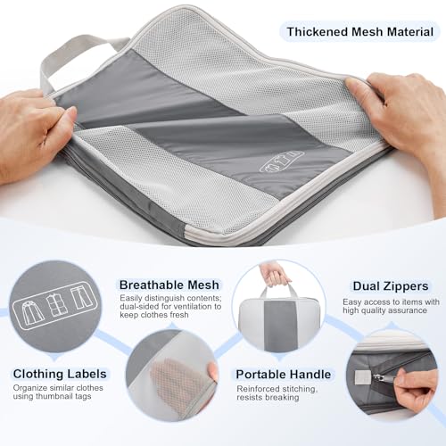 10 Set Compression Packing Cubes for Travel Essentials (Gray)