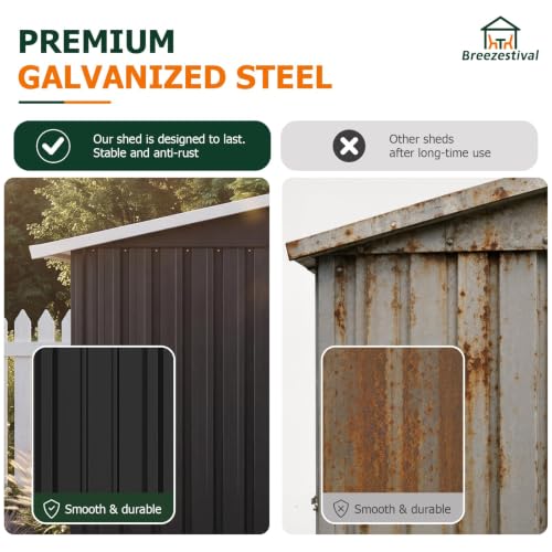 10x8FT Outdoor Storage Shed with Floor Black (Dark Black / 10' x 8')