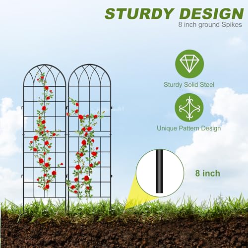 4 Pack Garden Trellis for Climbing Plants (59''H x 16''W/4 Pack / Black)