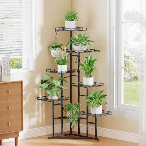 46" Tall Plant Stand Indoor (Black / 7-Tier)