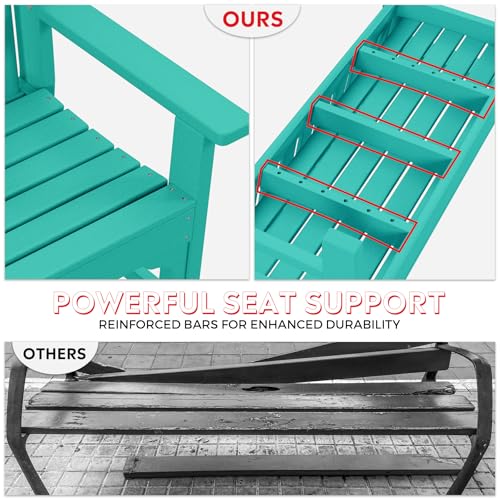 Garden Bench Farmhouse Park Front Porch for Entryway Bench Outdoor Seating Low Bench Patio Bench Outside (Turquoise / 51IN)