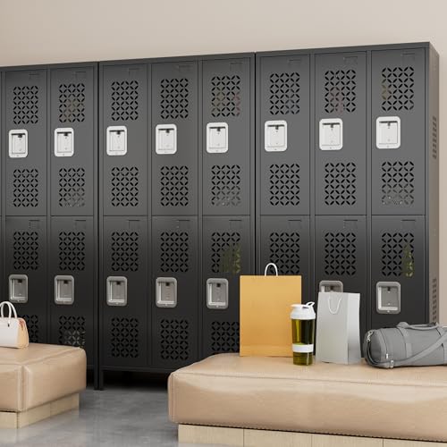 6 Door Metal Employee Lockers (Black / N-3 Doors)