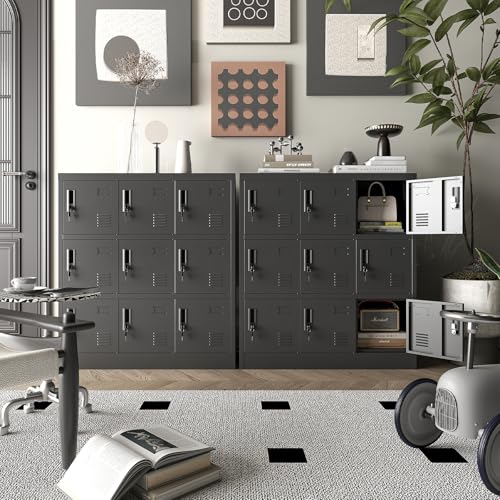 Metal Locker Storage Cabinet with 9 Door (9 door-40" / Black)