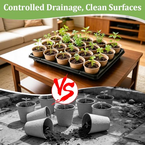 3.15 Inch Peat Pots 200 Pcs with 10 Pack 20 Cell Seed Starter Trays (Black / 3.15 Inch Peat Pots 200 Pack with 10 Pack Trays)