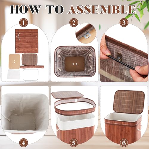 1 Pack 21 Gallon Bamboo Slim Trash Can with Lid Foldable (23.6×15.8×11.8inches / Coffee)