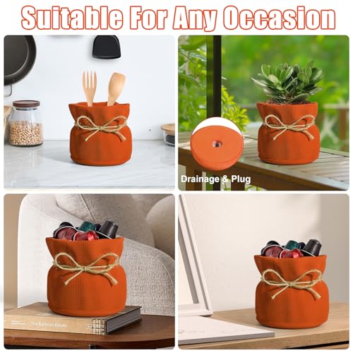 Candy Bowl for Office Key Bowl for Entryway Table Fall Candy Dish Plant Pots Indoor Flower Pots for Indoor Plants (Orange / Large)