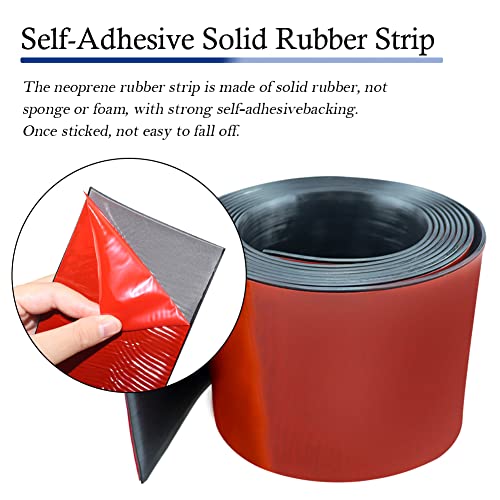 Neoprene Rubber Strips with Adhesive Backing Rubber Sheets (6” Wide x 1/5" Thick x 10' Long)