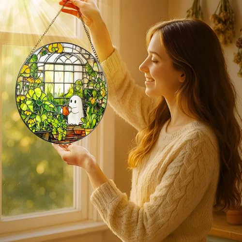 8'' Halloween Ghost Greenhouse Sun Catcher Ornament (Ghost)