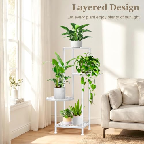 4 Tier Plant Stand Indoor Outdoor (Flower White / 4 Tier)
