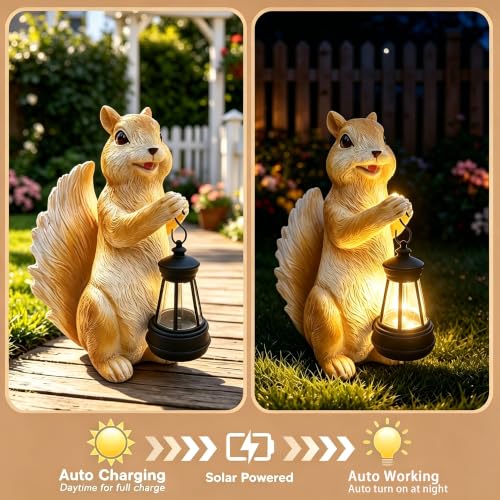 Resin Squirrel Statue IP65 Waterproof Lawn Garden Outdoor Decor (Squirrel Statue)
