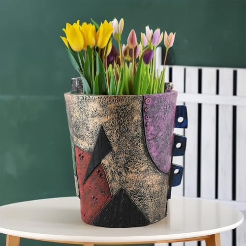 Abstract Face Head Planter Picasso Colorful Art Resin Flower Pot