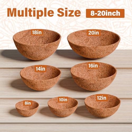 6 Pack 10 Inch Coconut Liners for Hanging Baskets Replacement (10inch)