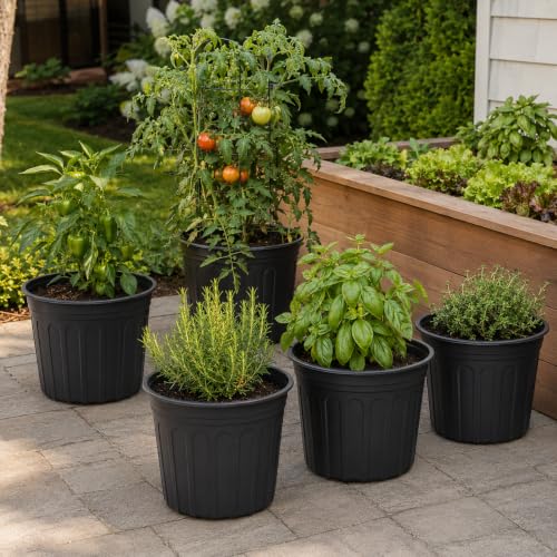 60 Pack 12.8 Inch 5 Gallon Large Plastic Plant Nursery Pots (60pcs 5 gallon)