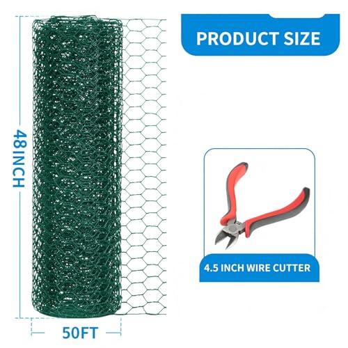 48'' x 50' Green Chicken Wire Fencing (Green 48'' x 50')