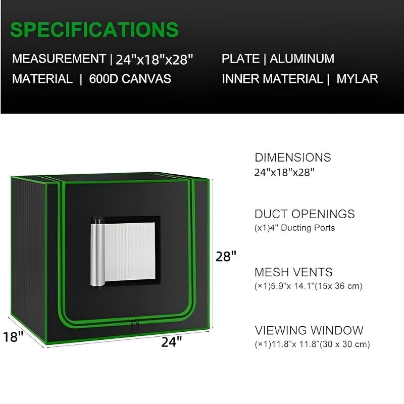 Small Grow Tent for Aerogarden (24"x18"x28")