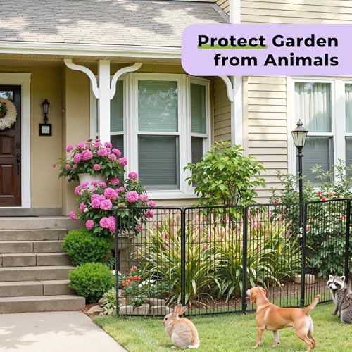 Decorative Garden Fence with Gate 50 in (50 in(H) x 30.7 ft(L) 11 Panels +1 Gate / Black)