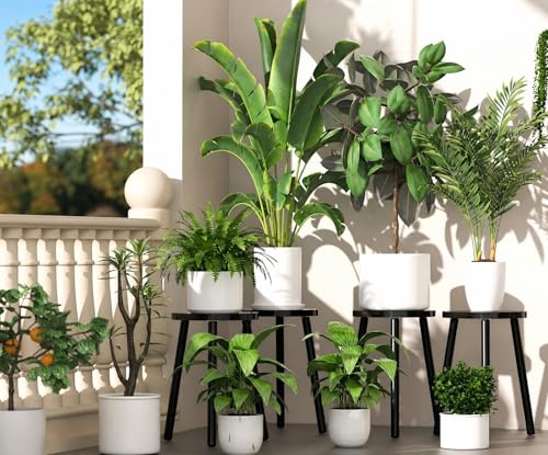 2 Pack Wood Plant Stands Indoor (Black / 2 Pack)