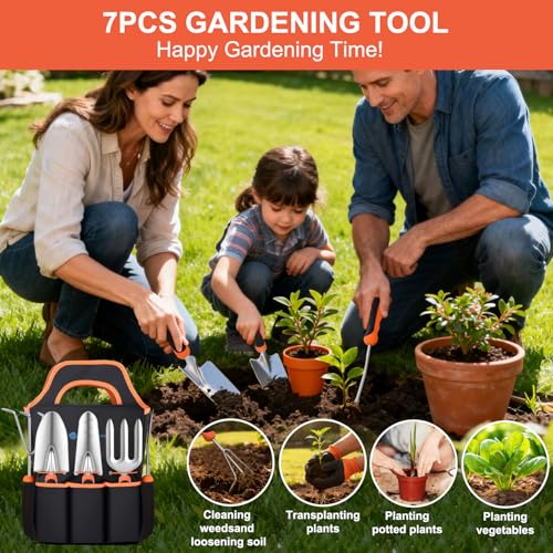 Gardening Tools 7 (7PCS Black Orange)