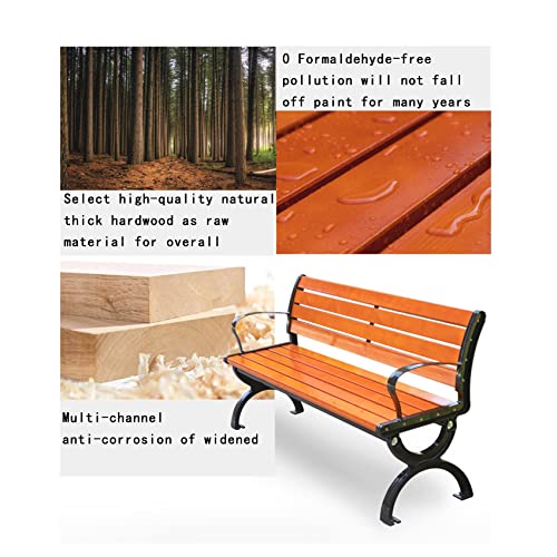 Outdoor Benches Cast Aluminum Preservative Wood 47IN (47IN(120CM))