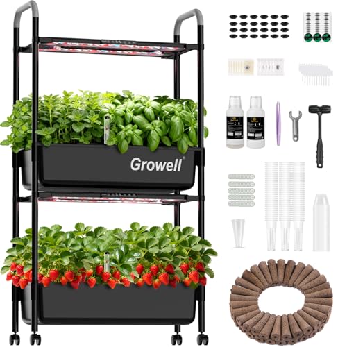 Hydroponics Growing System Kit (Black / 2 Tier/54 Pods)