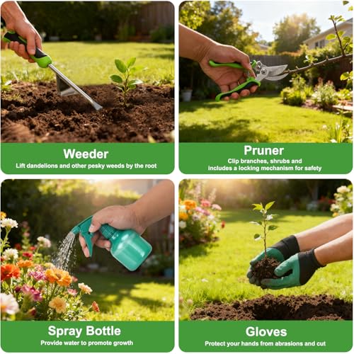 Gardening Tools 9 (9PCS Black Green)