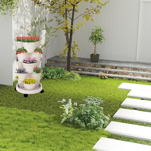5 Tier Vertical Garden Tower Stackable Planter for Strawberries