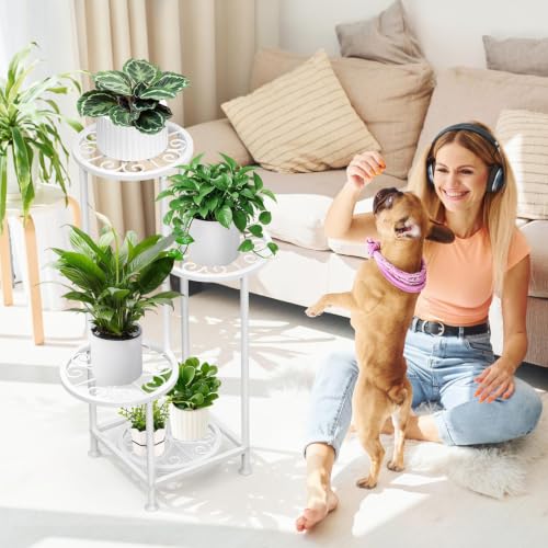 4 Tier Plant Stand Indoor Outdoor (Flower White / 4 Tier)