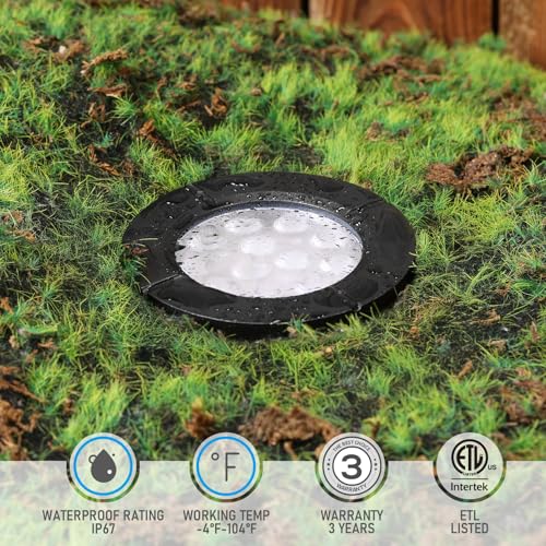 6 Pack Dia. 4 Inch 5CCT Well Lights Flat Top Black (Black)