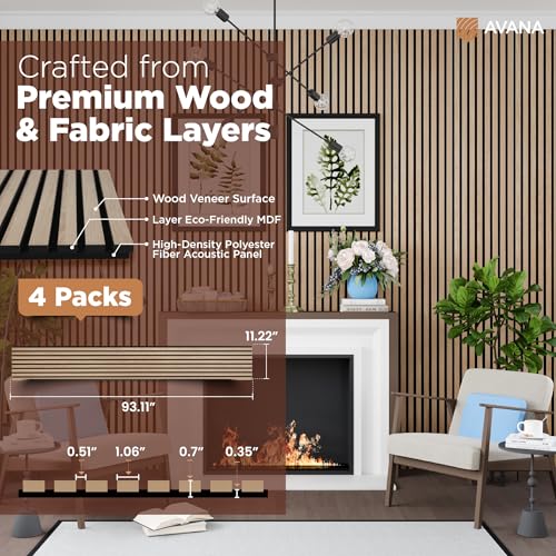 Acoustic Wood Wall Panels (Rustic Oak / 94X11 (4 PCs))