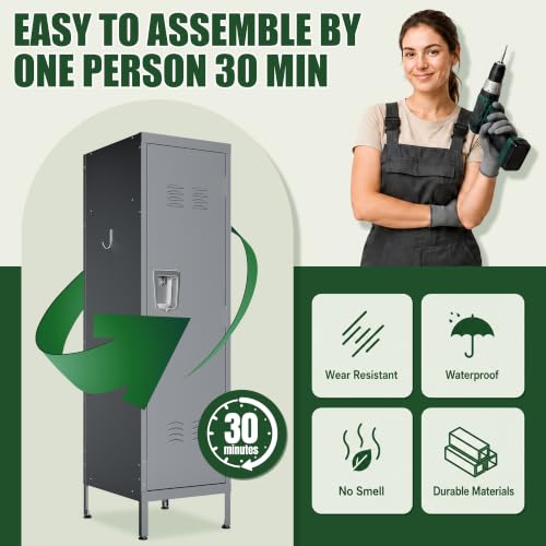 Metal Lockers for Employees (Grey / 1 door)