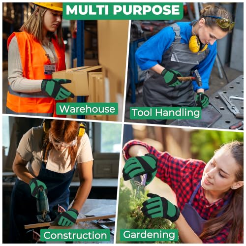 Work Gloves for Women (Small (Pack of 1) / Black -Green)