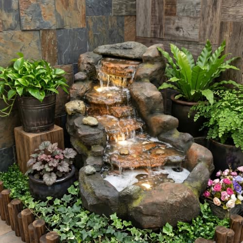 42L Realistic Rock Outdoor Water Fountain with 5Tiers (42" L)