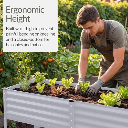 72x24x30in Non Toxic Galvanized Raised Garden Bed (72x24x30in / Moonlight Gray)