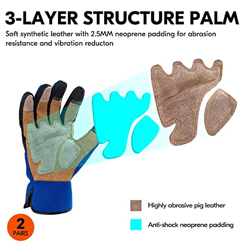 Gardening Work Gloves for Men (Blue / Large)