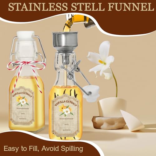 10 Pack Swing Top Glass Vanilla Extract Bottles 4 oz with Lids (Square-4oz-10pcs)