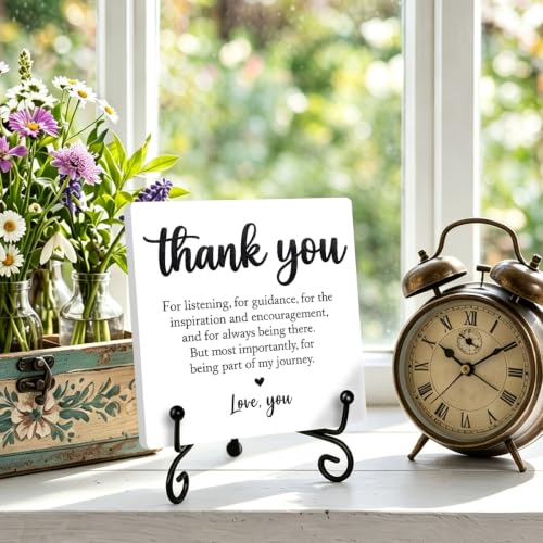 Thank You Gift Wooden Plaque for Home Office Book Shelf Table Decor (Multicolor 1741 / Wooden sign with iron frame（6.3 x 6.3 inches）)